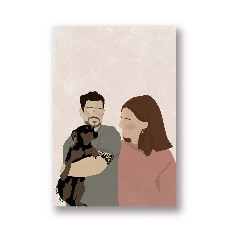Retrato de pareja on perro personalizado