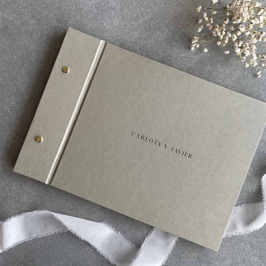 Libro de firmas para boda verde-gris