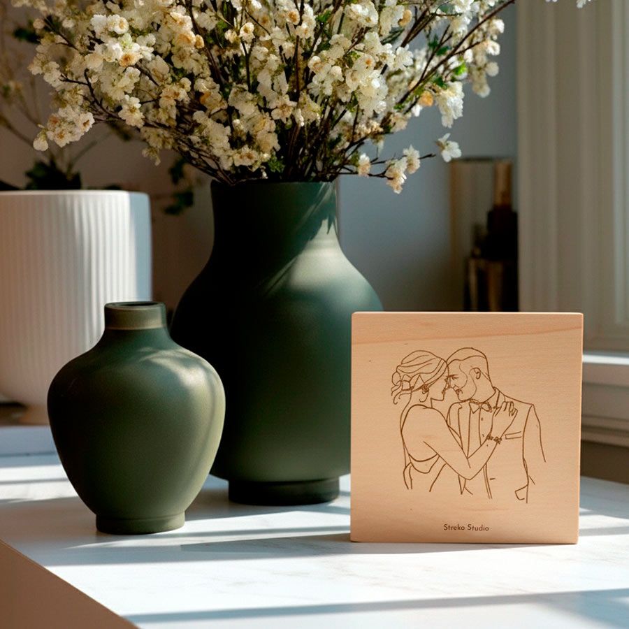Retrato personalizado en madera de una pareja