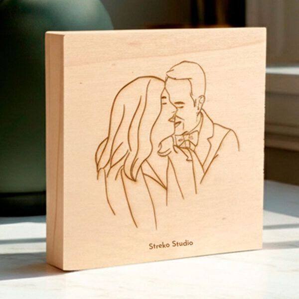 Retrato personalizado en madera pareja