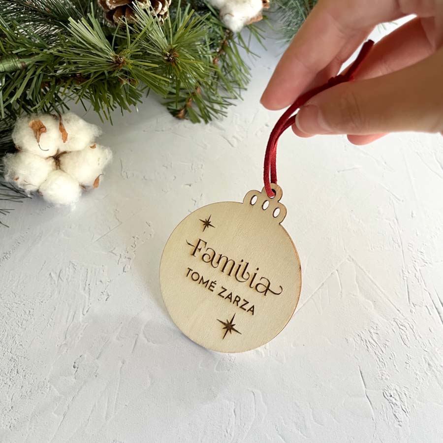 Adorno bola de navidad_familia_2 adorno de madera personalizado