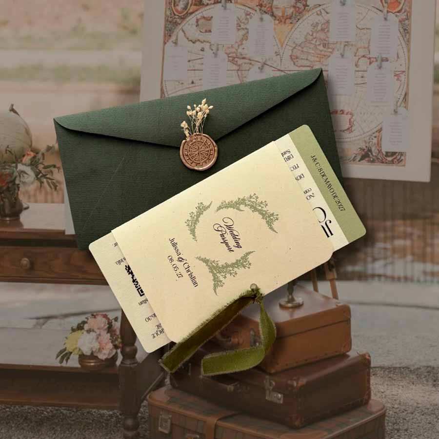 Invitación de boda Passport
