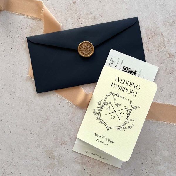 invitación viajera romántica y elegante